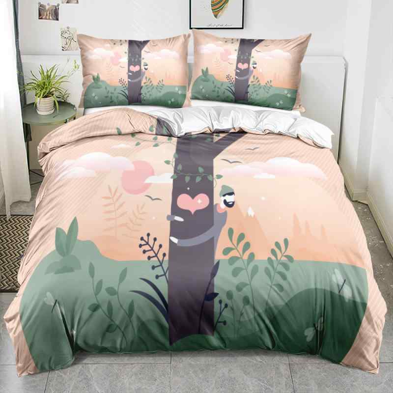 寝具 バレンタイン 3Dデジタルプリント ポリエステル モダン シンプル 布団カバー フラットシーツ 枕カバー 三点セット 寝室用
