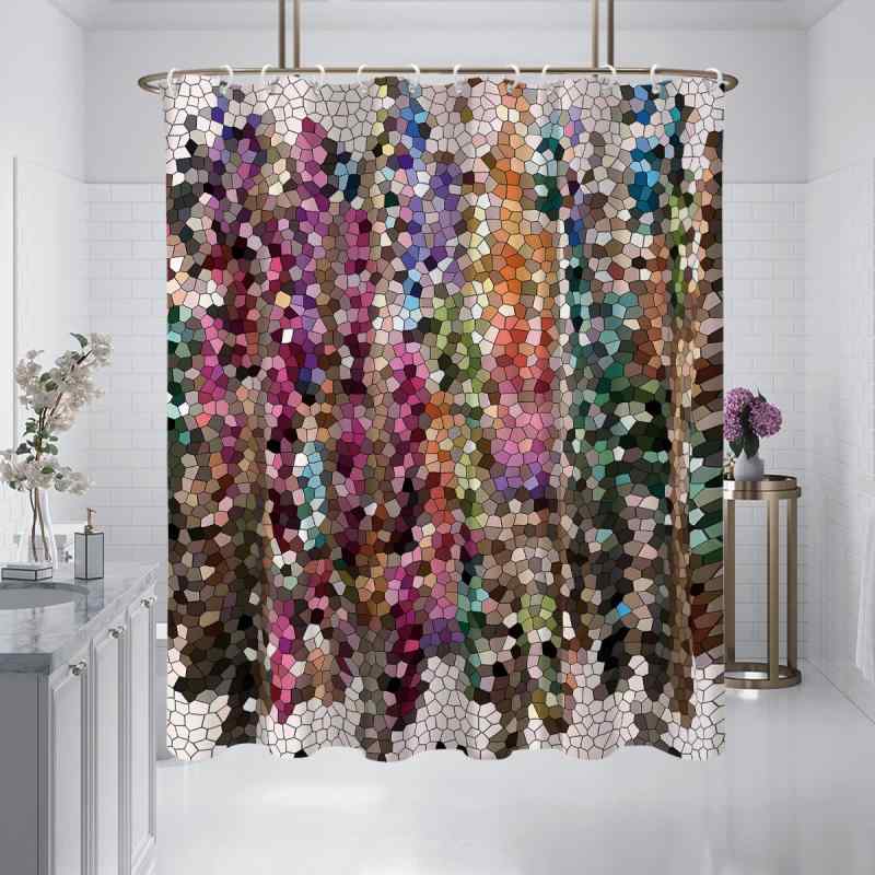 シャワーカーテン 穴あけ不要 つっぱり式 防カビ 防水加工 浴室用 目隠し 間仕切り 手描き風 アニマル柄 カラフルデザイン ポリエステル モダン シンプル おしゃれ