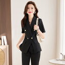セットアップ レディース 半袖 薄手 軽量 テーラードジャケット 九分丈 パンツスーツ 春夏 オフィス ビジネス 通勤 フォーマル 上品 カジュアル スタイル 上下セット