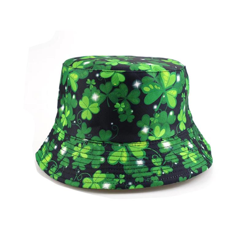 バケットハット クローバー柄 日よけ UVカット 紫外線対策 つば広 ポリエステル素材 おしゃれ 多機能 カジュアル アウトドア 普段使い オールシーズン(x2)