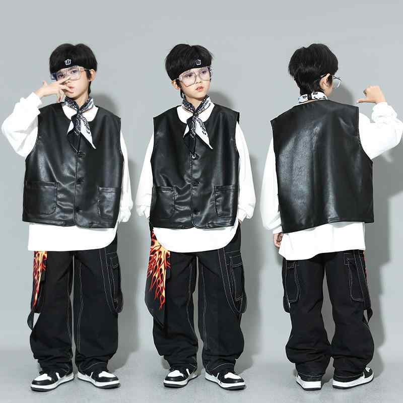 ダンス衣装 キッズ 女の子 男の子 男女兼用 ストリートダンス ヒップホップ ジャズダンス ベスト セットアップ 秋冬 発表会 舞台 元旦