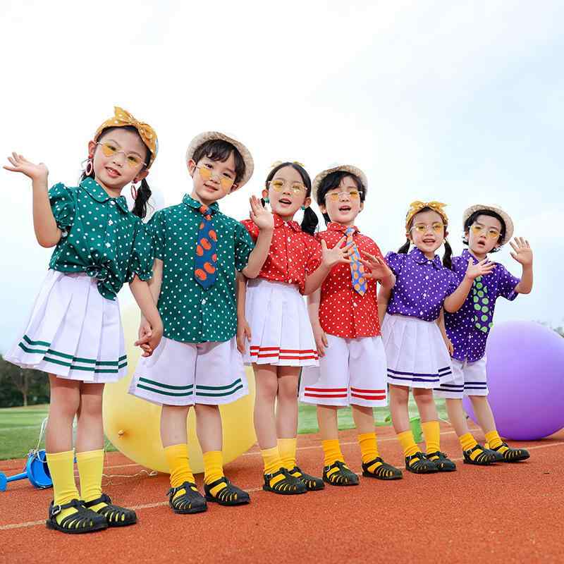 ダンス衣装 キッズ 子供用 男女兼用 80年代 レトロ 香港風 花柄シャツ ツーピース チアリーディング 発..