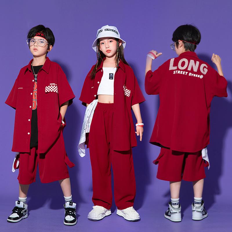 キッズ 女の子 ダンス衣装 ジャズ ヒップホップ ストリート ベースボールウェア 上下セットアップ ポリ..