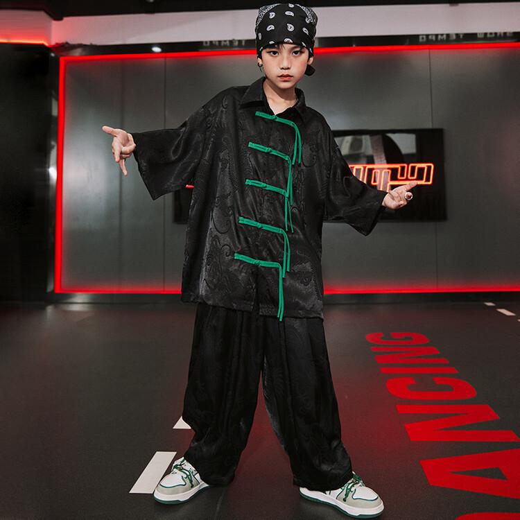 ダンス衣装 キッズ 男の子 女の子 男女兼用 発表会 ステージ ヒップホップ ジャズ ストリート 上下セット 中国風 クール おしゃれ レッスン着