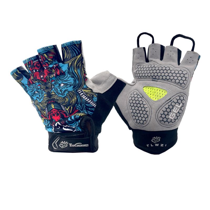 手袋 男女兼用 サイクルグローブ スポーツグローブ ハーフフィンガー 滑り止め付き 軽量 通気性 速乾性 フィットネス アウトドア トレーニング用(x2)