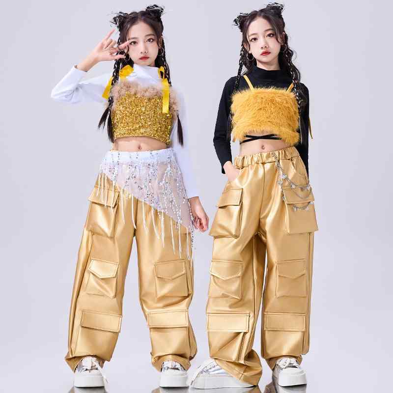 ダンスウェア 女の子 キッズ ジャズダンス ストリートダンス 衣装 セットアップ 発表会 舞台 イベント 団体用 秋冬 ポリエステル かっこいい スタイリッシュ