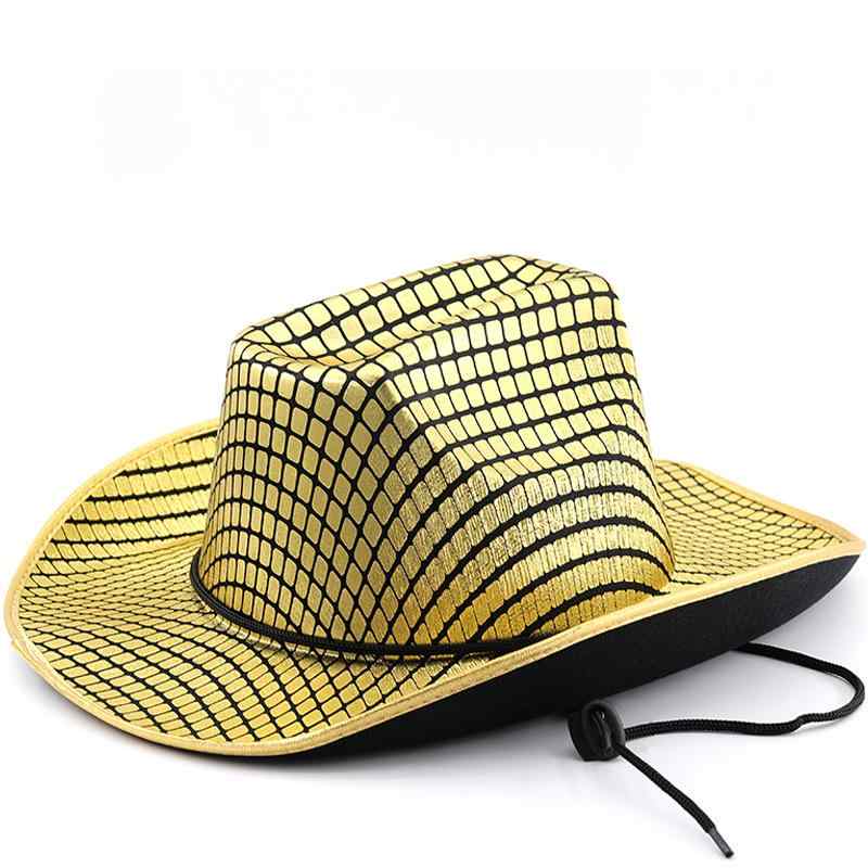 帽子 レディース UVカット 通気性 ステージ 歌手用 パーティ ウエスタン風 テンガロンハット 金銀 ホッ..