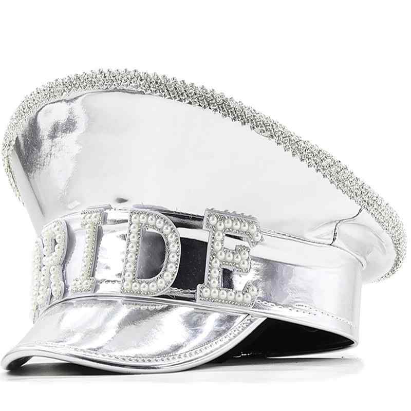 マリンキャップ カラフル フェイクレザー調 ラインストーン スタッズ 欧米風 クラウン タッセル付き サ..