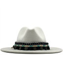 ハット レディース ウールフェルト カシミヤ混 中折れハット 平つば つば広 レトロ エスニック風 クラシカル 防寒 UVカット 通気性 オールシーズン お出か...