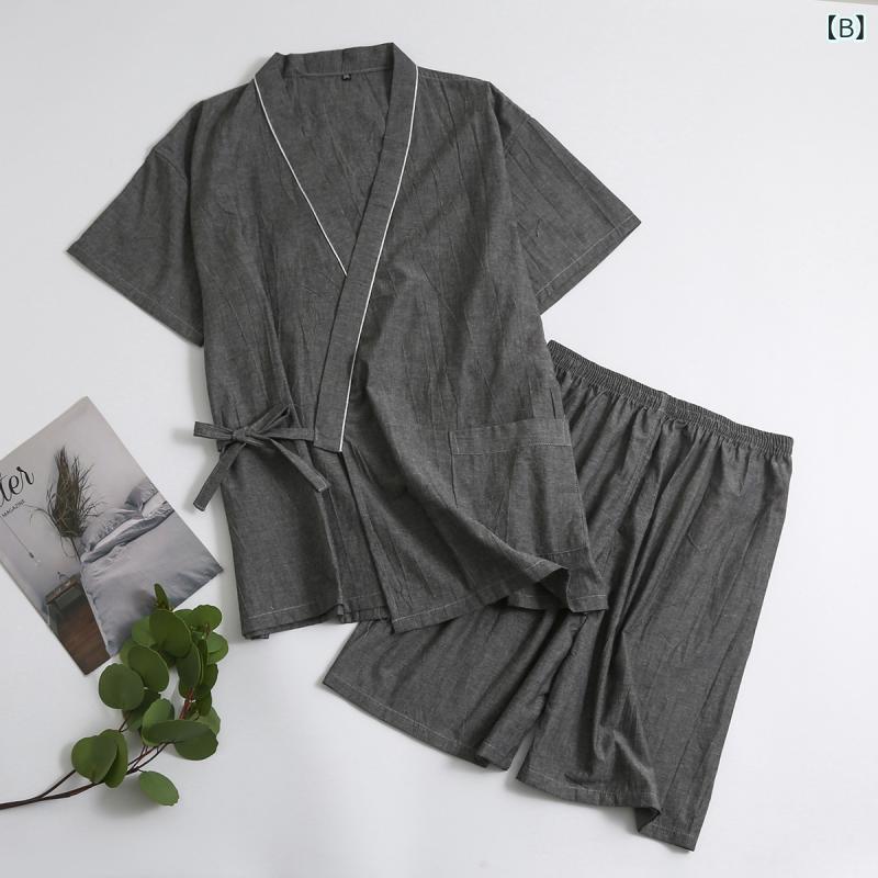 和装ガウン 男女兼用 カップル ペア バスローブ 浴衣 ルームウェア サウナウェア 岩盤浴 フットマッサージ 部屋着 リラックスウェア 柔らか心地よい 快適 厚手 コットン素材