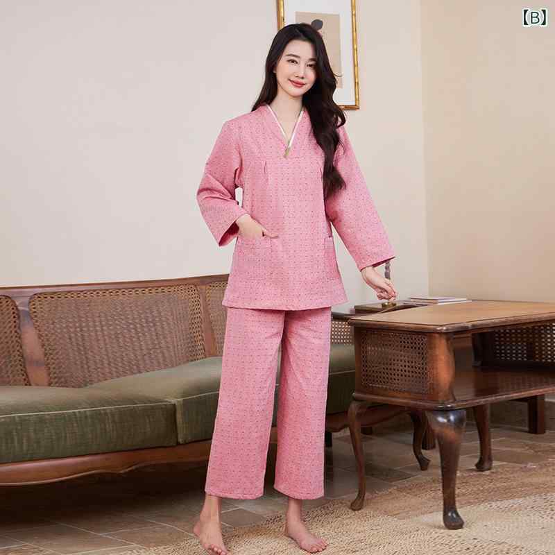 施術着 後ろ開き 背中開き 長袖長パンツ 男女兼用 メンズ レディース カップルペア 大きいサイズ 綿混素材 部屋着 ルームウェア パジャマ 鍼灸 艾灸 治療用 厚手 オールシーズン