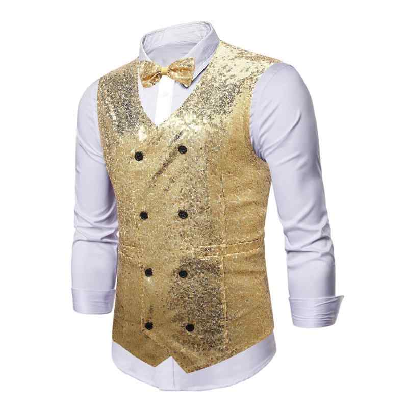 ベスト ジレ メンズ スパンコール ダブルボタン スーツベスト 舞台 演出 フォーマル パーティー 衣装 ..