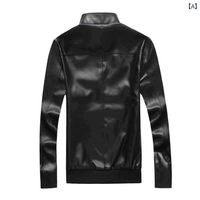 レザージャケット メンズ スタンドカラー PUレザー 高品質 上質 ジップアップ 大きいサイズ ビッグサイズ ゆったり カジュアル 秋冬 アウター 防風 防寒 ブルゾン(x2)