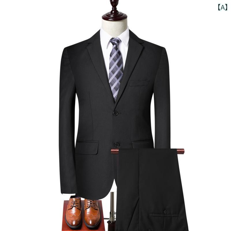 スーツ メンズ スリーピース スリムフィット スタイリッシュ 結婚式 披露宴 パーティー ビジネス フォーマル カジュアル オールシーズン 紳士服(x2)