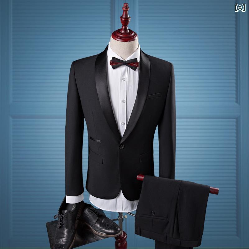 スーツ メンズ ビジネス フォーマル スリムフィット シングルボタン セットアップ 結婚式 ウェディング 披露宴 礼服 紳士服 ポリエステル ビスコース オールシーズン対応(x2)