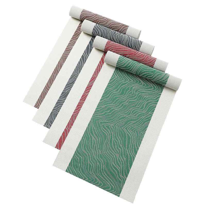 テーブルランナー 断熱 防水 洗える 速乾 PVC素材 ウェーブ柄 ジャカード織り 北欧 和風 中華風 茶席 ダイニング リビング おしゃれ(x5)