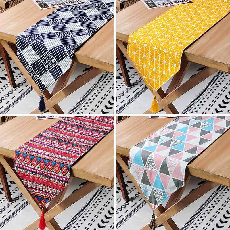 テーブルランナー ポリエステル綿混紡 二重 厚手 和モダン 和風 おしゃれ インテリア ダイニングテーブ..