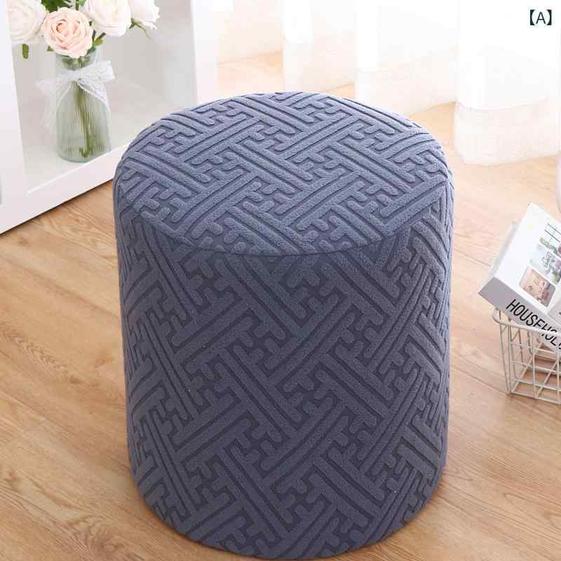 スツールカバー 伸縮 ストレッチ ニット 混紡素材 全面保護 円形 四角 オットマン 足置き 家庭用 汚れ防止 傷防止 シンプルモダン [2]