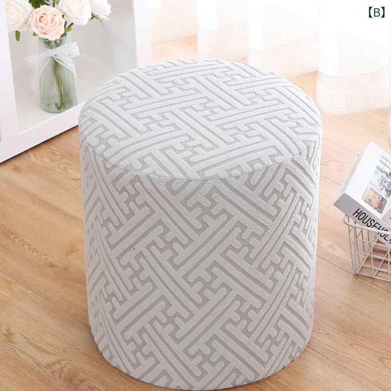 スツールカバー 伸縮 ストレッチ ニット 混紡素材 全面保護 円形 四角 オットマン 足置き 家庭用 汚れ防止 傷防止 シンプルモダン [3]