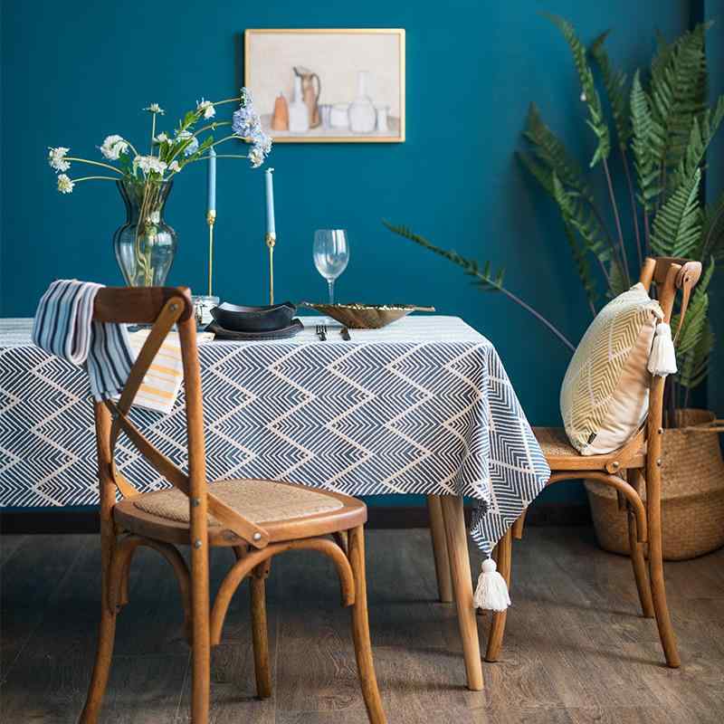 テーブルクロス 北欧風 おしゃれ 綿麻混紡 耐熱 食卓用 ダイニングテーブル用 コーヒーテーブル用 長方形 正方形 マルチカバー ソファカバー 幾何学模様デザイン 上質 高級感(x2)
