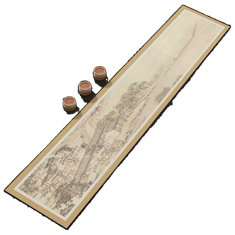 テーブルランナー 新中華風 高級感 綿麻 長方形 茶席用 植物花柄 中国風 ティータイム お茶会 食卓 リビング ダイニング 和モダン おしゃれ インテリア 上品