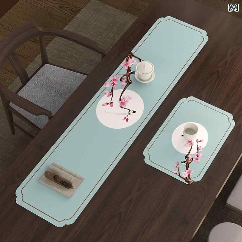 テーブルランナー 珪藻土 天然ゴム製 吸水 速乾 断熱 滑り止め 新中華風 禅スタイル 茶席マット 茶道 ..