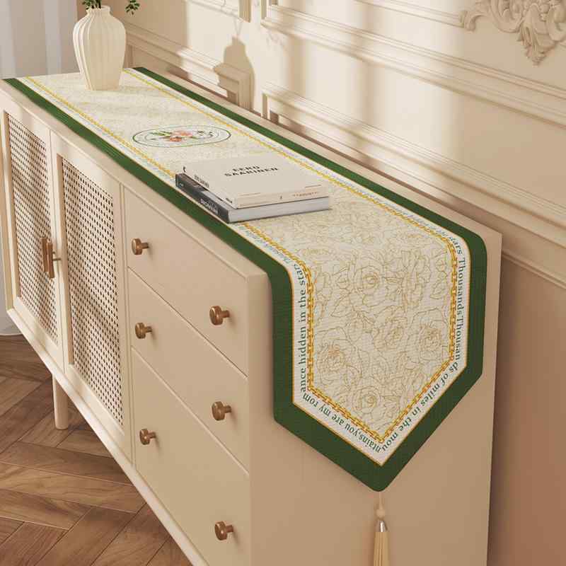 テーブルランナー 綿麻 ロング 高級感 耐熱 アメリカンスタイル 三角 ローテーブル コーヒーテーブル ..