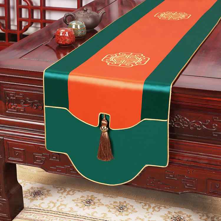 楽天モズラボテーブルランナー 新中華風 禅意 サテン調 ポリエステル製 多機能 テーブルマット 食卓用 リビング ダイニング コーヒーテーブル テレビ台カバー ベッドスロー おしゃれ 長方形 オリエンタル モダン（x2）