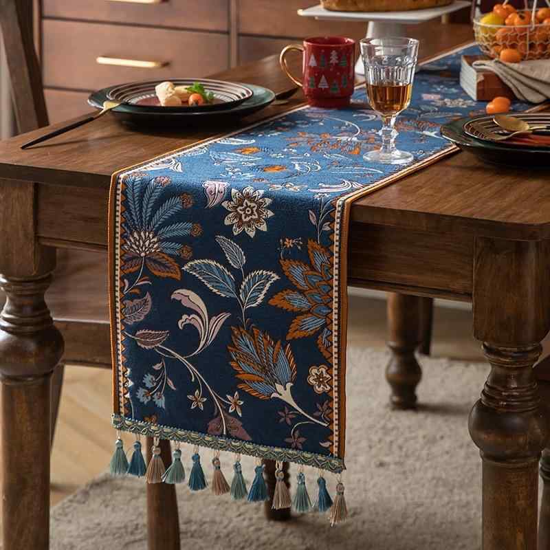 テーブルランナー アメリカン レトロ風 北欧風 ファブリック製 先染め ジャカード織り 高級感 装飾 ロング テーブルクロス ダイニングテーブル コーヒーテーブル ドレッサー