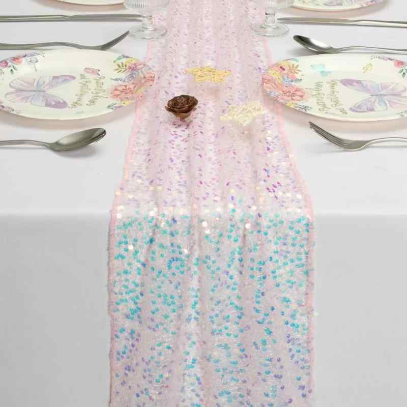 テーブルランナー キラキラ 人魚 スパンコール パーティー デコレーション テーブルクロス 誕生日 結婚..