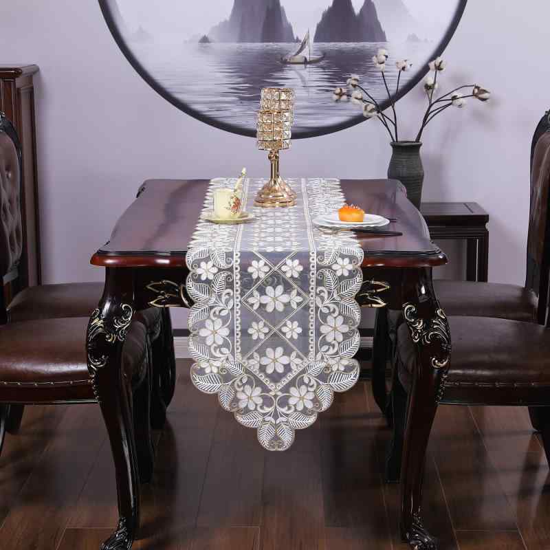 テーブルランナー マルチカバー アメリカンカントリー風 インスタ映え おしゃれ ポリエステル レース編み 花柄 テレビ台 サイドボード ドレッサー ダイニング コーヒーテーブル対応