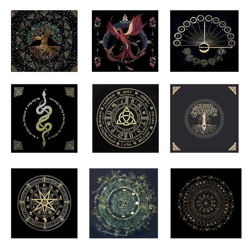 タロットクロス ベルベット生地 神秘的な月柄 祭壇布 正方形 北欧風デザイン 大判 厚手 タロットカード..