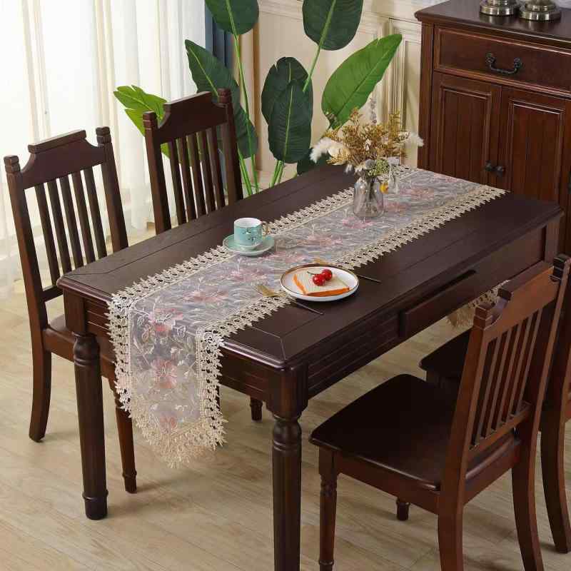 テーブルランナー フレンチ レース 透かし彫り 高級感 クラシック 植物柄 花柄 ポリエステル製 家庭用 ダイニングテーブル コーヒーテーブル ナイトテーブル 食卓 リビング 玄関 インテリア装飾