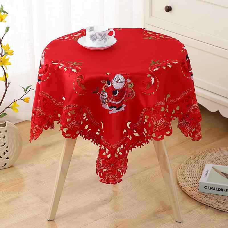 テーブルクロス クリスマス 家庭用 ホテル レストラン 円形 北欧風 刺繍 花柄 おしゃれ 装飾 ファブリック ポリエステル製 リビング ダイニング 食卓カバー(x2)