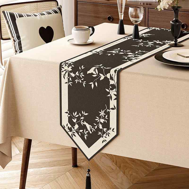 テーブルランナー 新中華風 防水 高級感 軽奢 雰囲気作り 茶席 ティーマット 長方形 麻 リネン リビン..