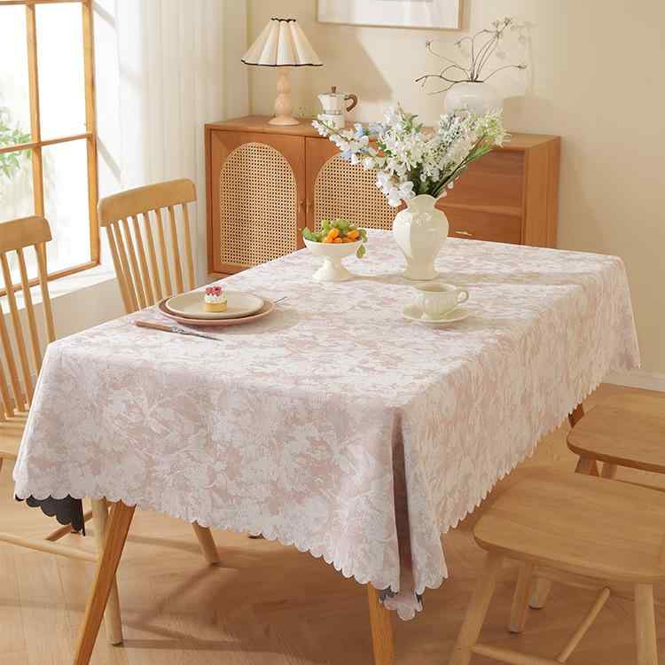 テーブルクロス ヨーロピアンクラシック ジャガード織り 防塵 耐熱 傷防止 ポリエステル 長方形 ダイニ..
