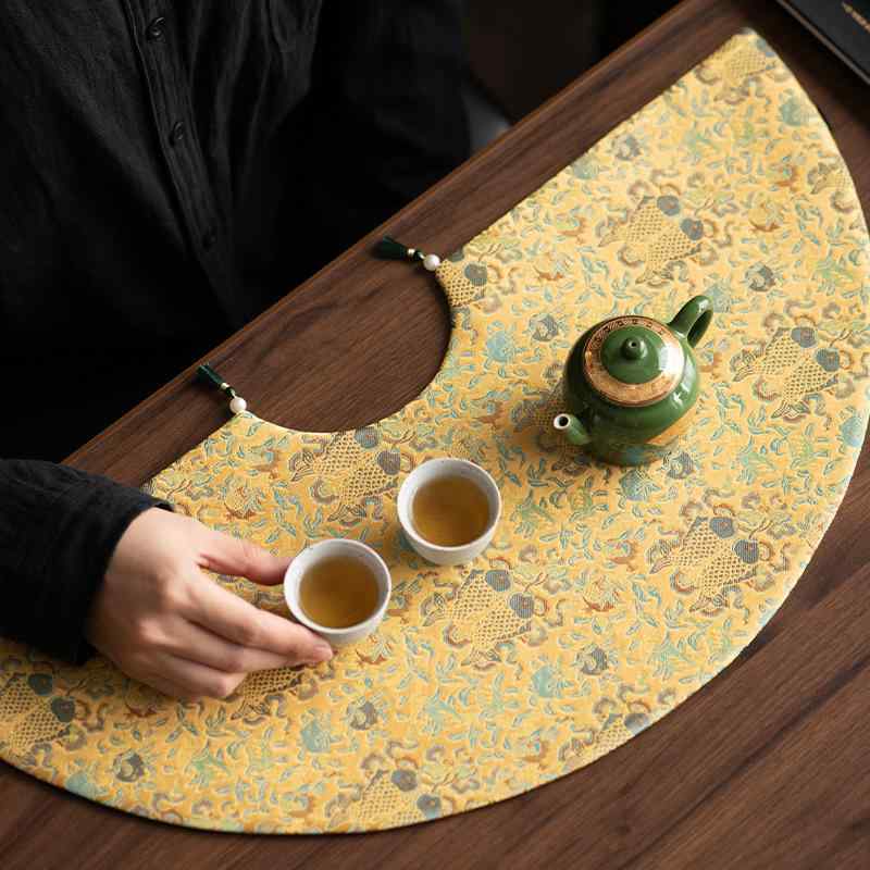 茶席 レディース 両面 高級感 サテン生地 新中華風 禅意 レトロ 花柄 茶卓用 急須用 テーブルランナー ..