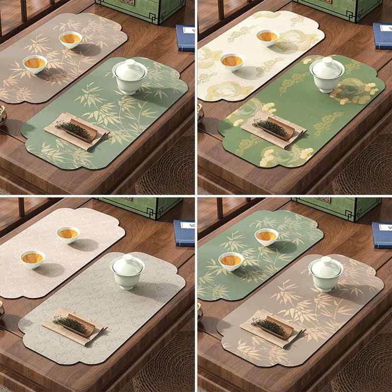 茶席マット テーブルランナー 吸水速乾 断熱 耐熱 防汚 傷防止 モダンチャイニーズスタイル 禅風 和モダン インテリア ティーマット 茶道 クロス ダイニング リビング キッチン用 多用途