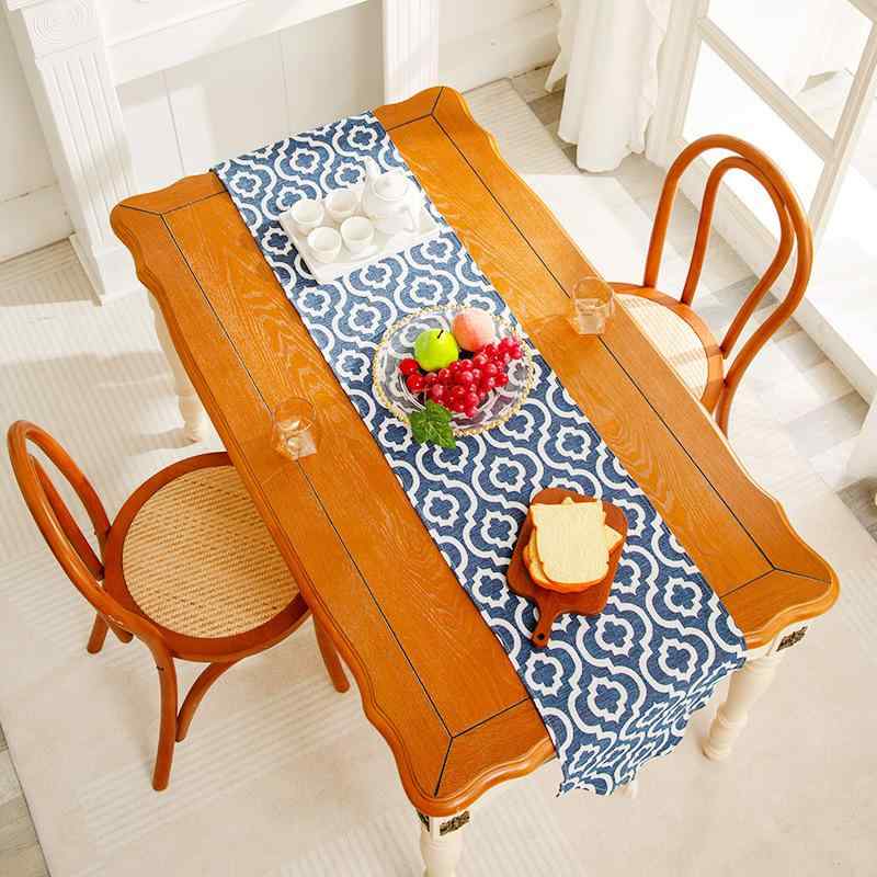 テーブルランナー 韓国風 モダン シンプル 北欧 高級感 サイドボードカバー ティーマット 長方形 ポリエステル素材 ポット柄 フリンジ付き リビング ダイニング 寝室 書斎