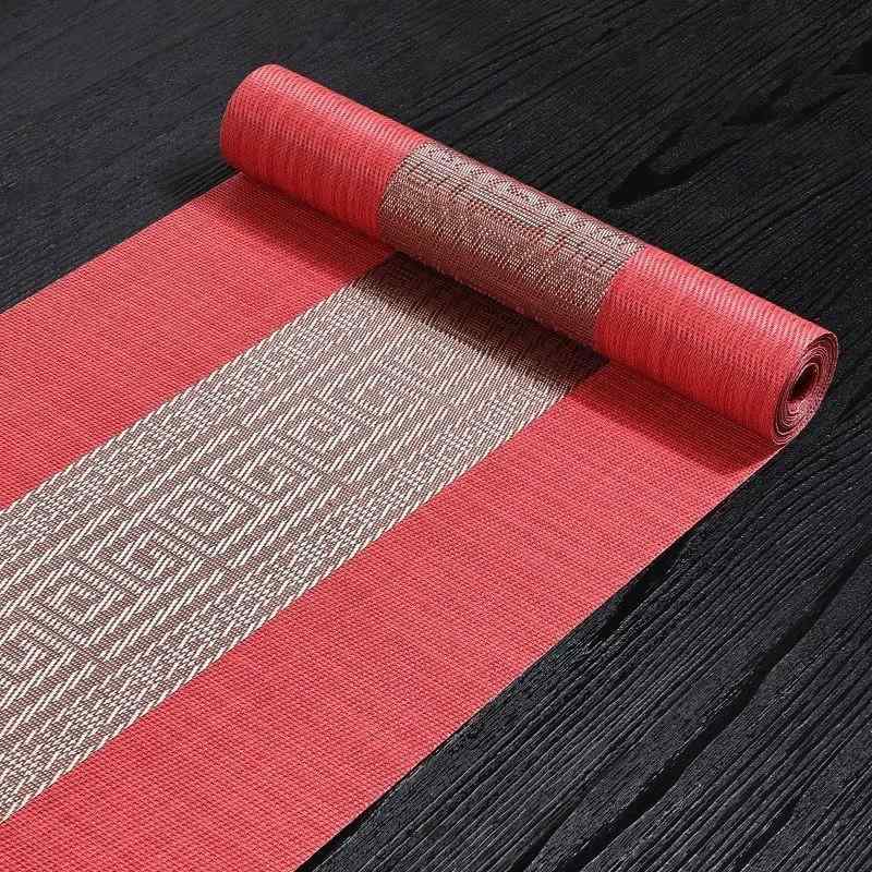 テーブルランナー 撥水加工 PVC素材 新中国風 モダン 禅風 高級感 ダイニングテーブル ティーテーブル用 リビング おしゃれな 長尺 選べるカラー