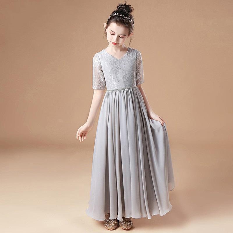 ドレス 女の子 キッズ フォーマルドレス ピアノ発表会 結婚式 ジュニア プリンセス ロング丈 フラワー..