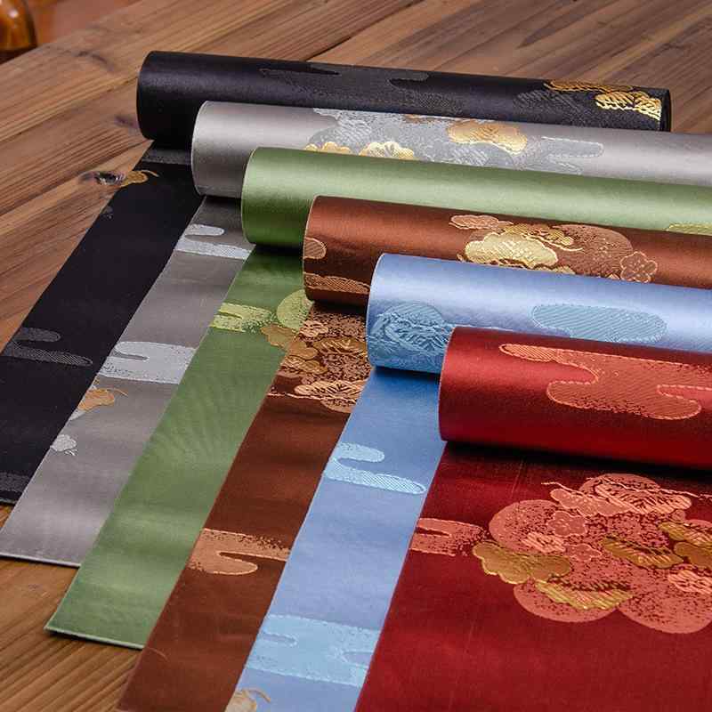 テーブルランナー 新中華風 禅風 高級感 上質 雲松織錦 シンプル レーヨン アセテート ポリエステル 茶..