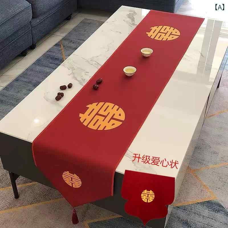 ・主な素材: 布・カテゴリ: テーブルクロス・形状: 正方形・スタイル: 中華風・カラー展開: レッド・柄: 青春摯愛、四喜、家有喜事、紅牡丹、錦鯉、刺繍双喜、宗牡丹、回文・サイズ展開: 32x160cm、32x180cm、32x200cm