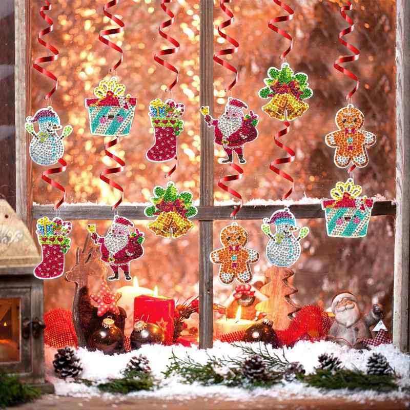 クリスマスオーナメント アクリル素材 両面 クリスタルラインストーン 雪だるま 12個セット クリスマスツリー飾り 壁 窓 デコレーション パーティー装飾品 モダンな輝き(x2)