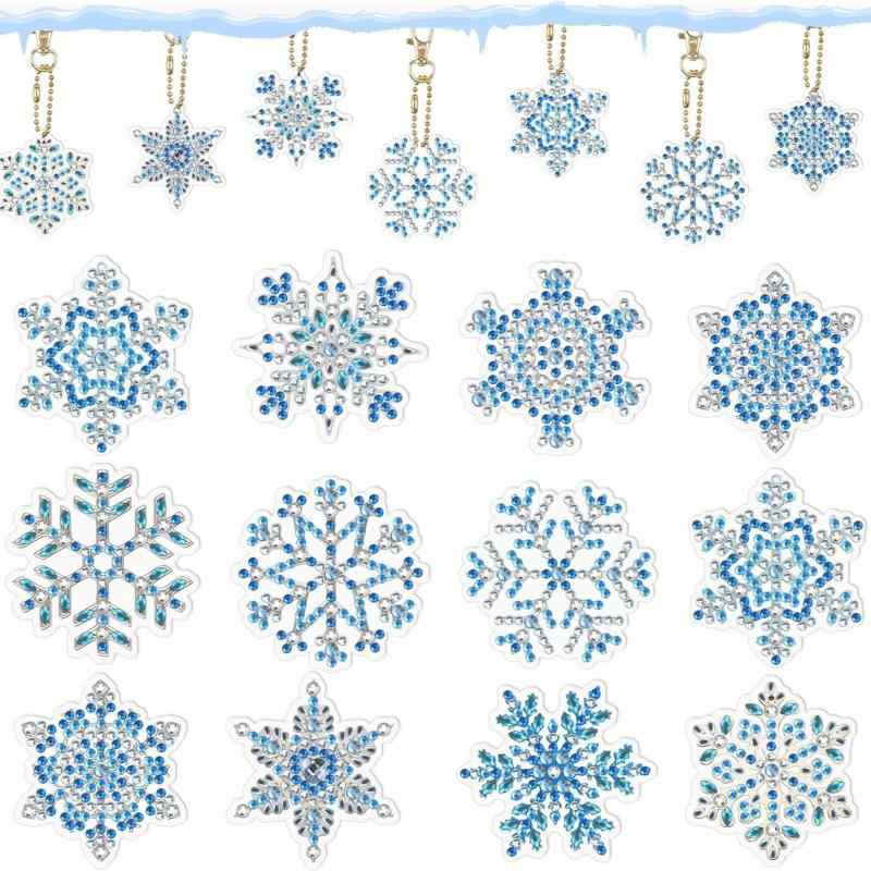 キーホルダー 12個セット キラキラ ラインストーン アクリル製 クリスマスツリー オーナメント 両面 ブ..