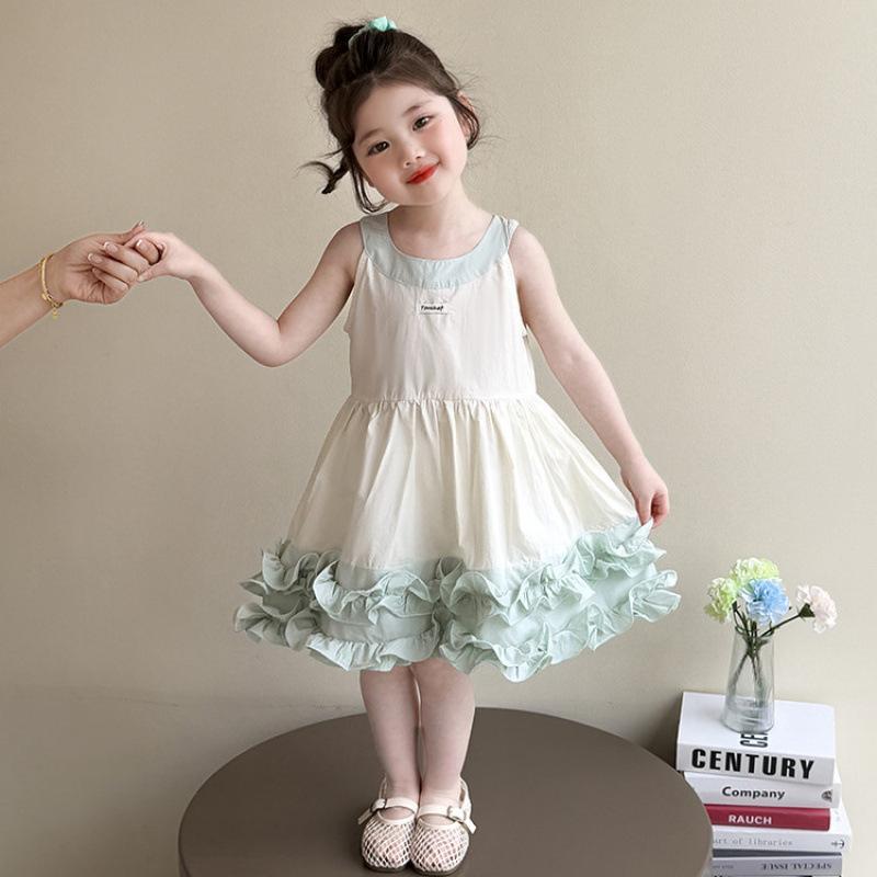 ワンピース 女の子 子供 キッズ 夏服 柔らか加工 おでかけ プリンセス ノースリーブ おしゃれ かわいい..