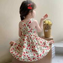 キッズ ドレス 女の子 背中開き 韓国風 スイート 花柄 ノースリーブ キャミソールワンピース かわいい プリンセス 綿混 柔らかい 夏服 3歳 8歳向け 子供服