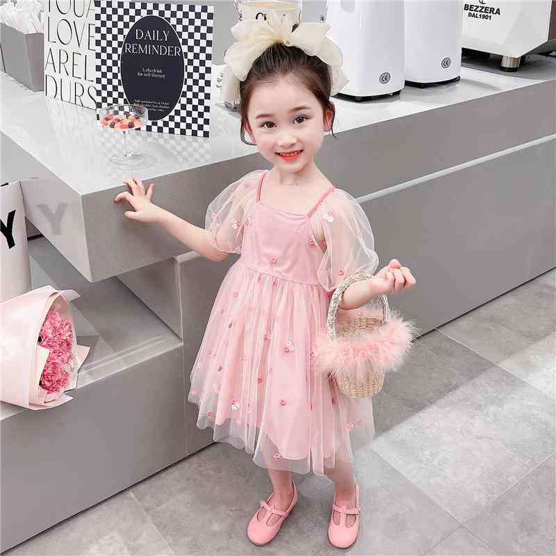 ワンピース 女の子 キッズ 夏物 ノースリーブ キャミソール 花柄 刺繍 プリンセスドレス 韓国子供服 かわいい おしゃれ カジュアル