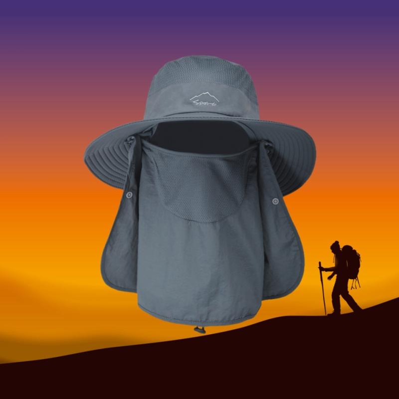 バケットハット メンズ レディース 吸汗速乾 UVカット 日よけ つば広 フェイスカバー 首保護 通気性 釣り アウトドア レジャー ナイロン製 夏用 丸型 カジュアル