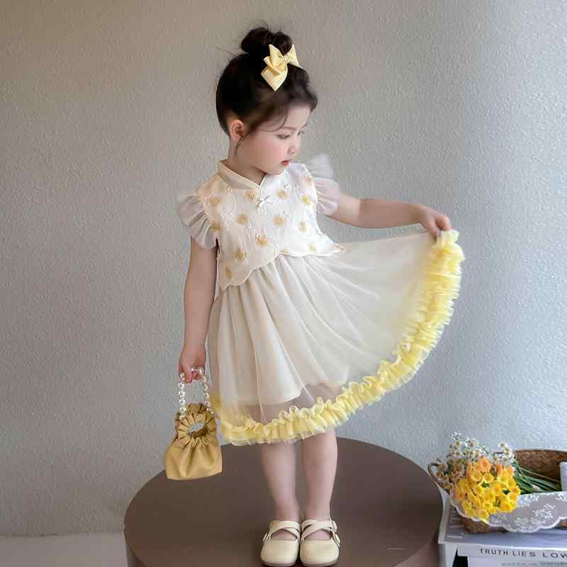 ワンピース 女の子 夏 プリンセスドレス チュール ノースリーブ ソフトな肌触り 上品 かわいい お出かけ用 ポリエステル製 綿裏地 キッズ 子供服